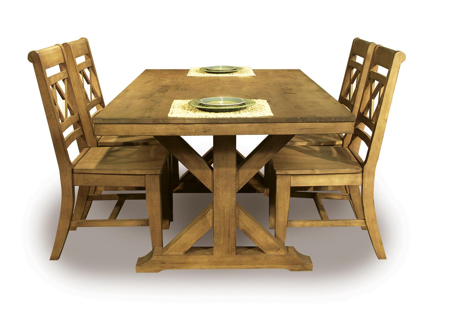 [68 Inch] Canyon X Dining Table - Pecan with Canyon XX-Back chairs