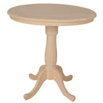 [36 Inch] Classic Round Table - Unfinished with 6" pedestal extension