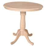 [30 Inch] Classic Round Table - Unfinished with 6" pedestal extension